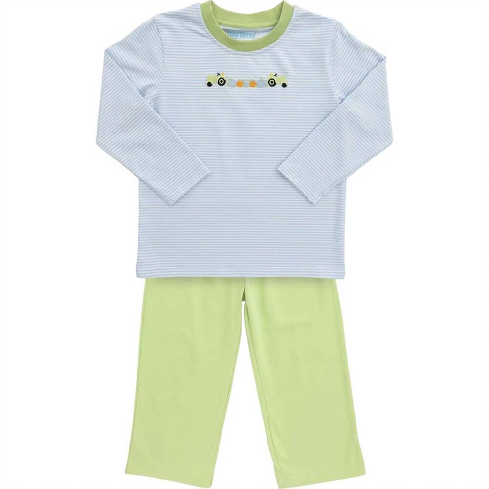 NEW ITSY BITSY boy's tractor pumpkin pant set in blue